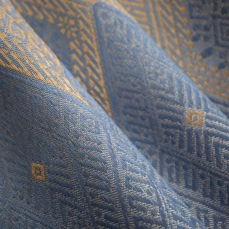 Blue Lake Gold Jacquard Curtain Fabrics high quality
