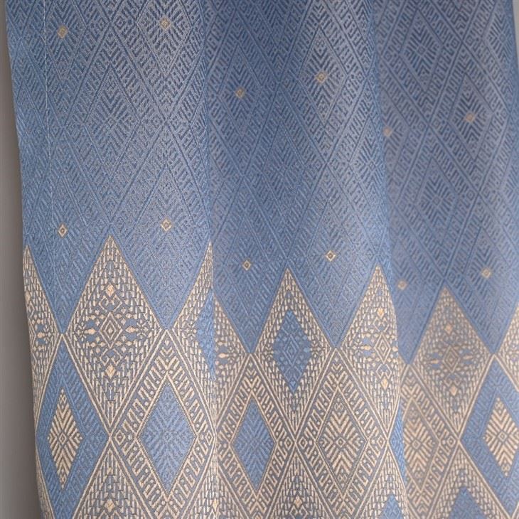 Blue Lake Gold Jacquard Curtain Fabrics factory